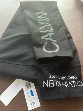 Calvin Klein Black Leggings with Iridescent Logo
